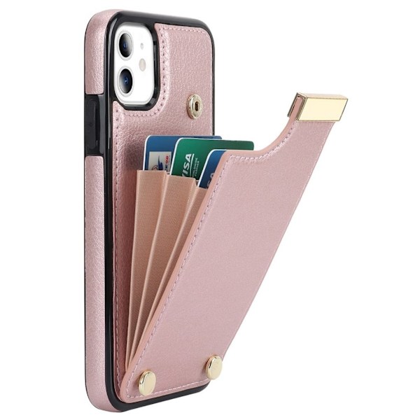 iPhone 11 Skal med korthållare - Roséguld Rosa