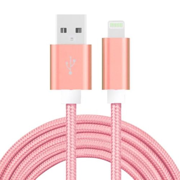 SiGN USB Kabel med Lightning Kontakt för iPhone & iPad, 2.4A, 2m Rosa