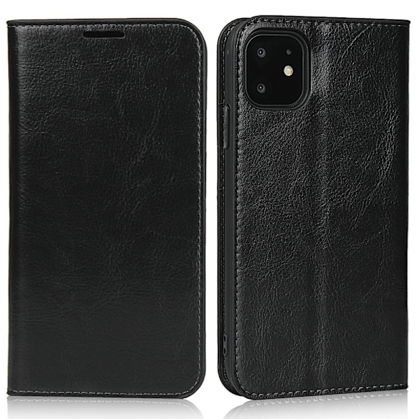 Plånboksfodral i Äkta Läder för iPhone 11 & XR - Svart Svart