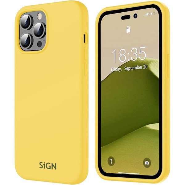 SiGN Liquid Silicone skal till iPhone 14 Pro Max - Gul Yellow