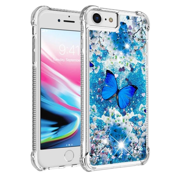 YB Quicksand Series 2 iPhone 7/8/SE 2020/SE 2022 Skal - Blue But Blue Butterfly