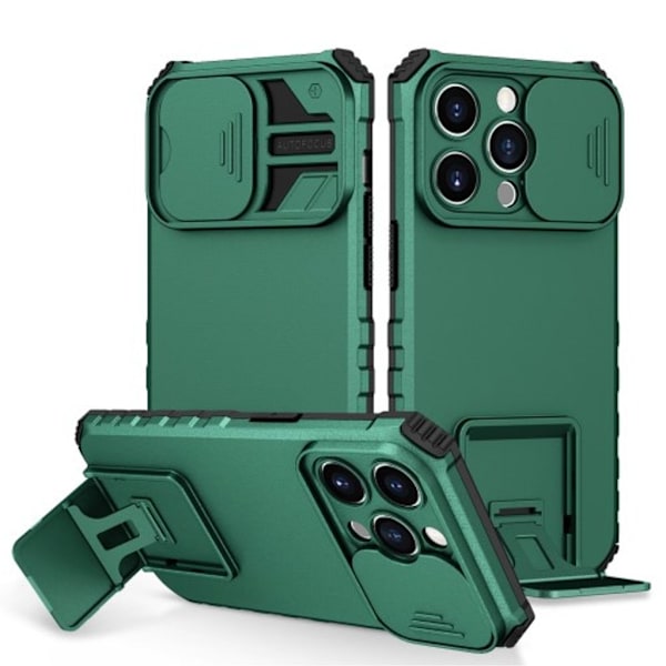 iPhone 15 Pro TPU-skal med stativ - Grön Grön