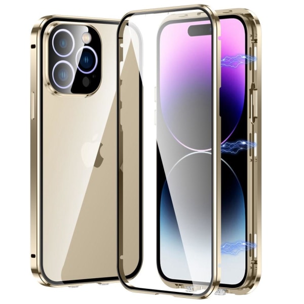 2-in-1 iPhone 14 Pro Max skal i härdat glas - Guld Guld