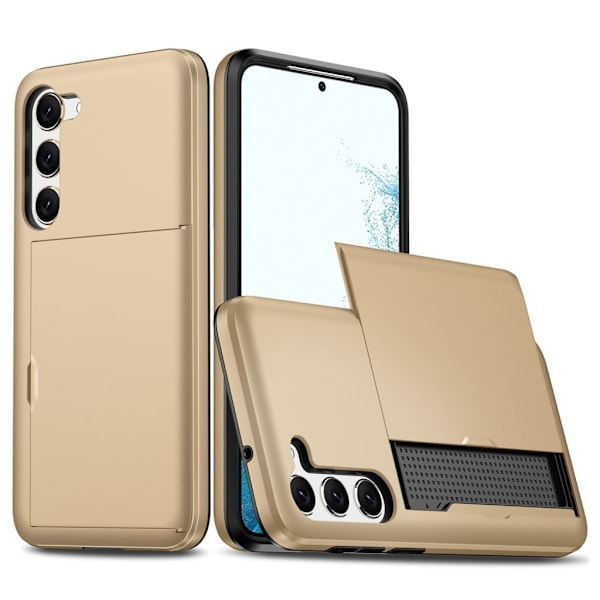 Samsung Galaxy S23 Plus skal med en korthållare - Guldfärgat Guld