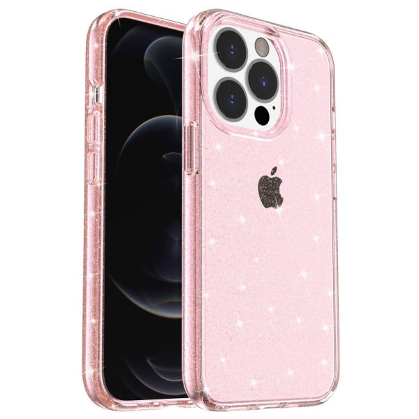Glittery Powder Smart iPhone 14 Pro Skal - Rosa Rosa