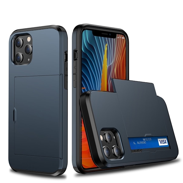 Skal med Korthållare för iPhone 12/12 Pro - Blå Blå