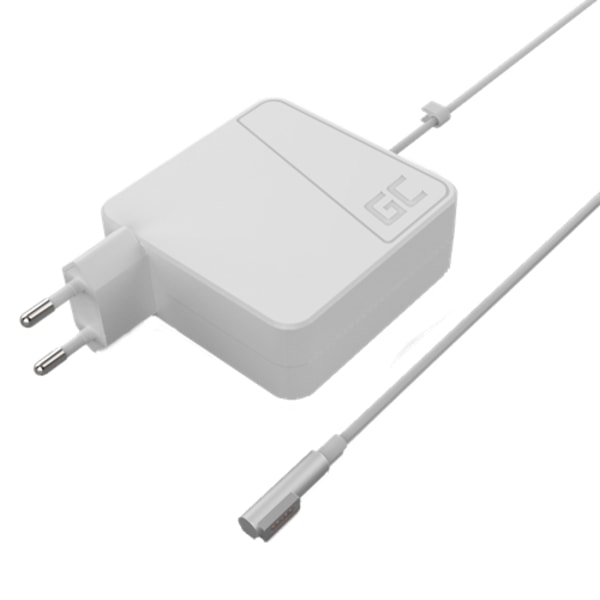 Green Cell MacBook Laddare 60W, Magsafe L-kontakt - Vit Grön