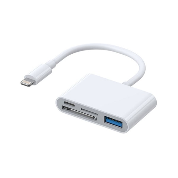 Joyroom 4-i-1 Lightning till USB-A-adapter, SD/TF, Lightning - Vit Vit