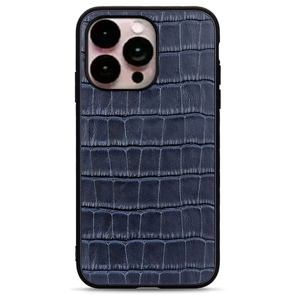 Genuine Leather iPhone 14 Pro Max Back Skal - Blå Blå