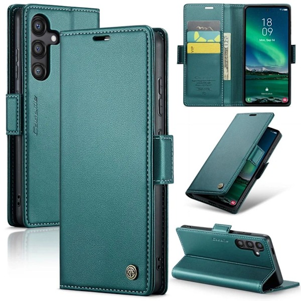 CASEME Samsung Galaxy S24 FE RFID blockerande Plånboksfodral - Grön Grön