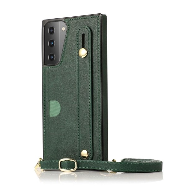 Skal med Korthållare för Samsung Galaxy S21 5G - Grön Grön