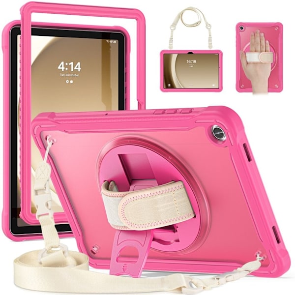 Samsung Galaxy Tab A9 Plus Case with Hand and Shoulder Band - Pink Rosa