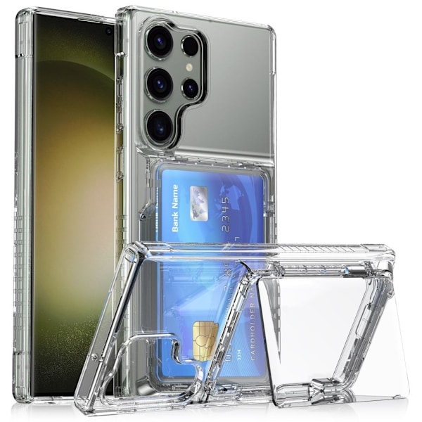 Samsung Galaxy S25 Ultra Skal  med kortfack och stativ - Transparent Transparent