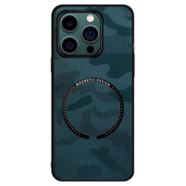 Magnetiskt, kamouflagemönstrat iPhone 14 Plus Skal - Mörkblått Blå