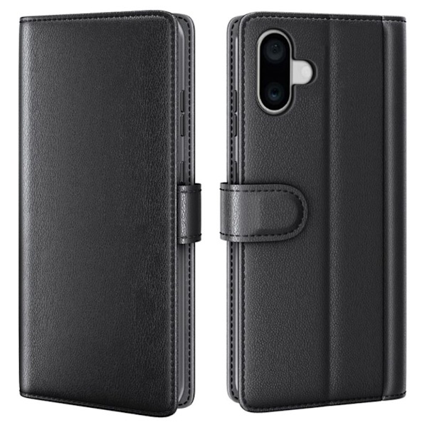 iPhone 16 Plus Fodral i äkta läder - Svart Svart
