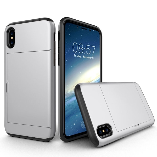 IPhone X/XS skal med en korthållare - Silverfärgat Silver