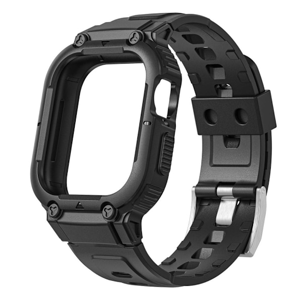 Apple Watch 7/8/9 45mm etc Klockarmband med Ram - Svart Svart