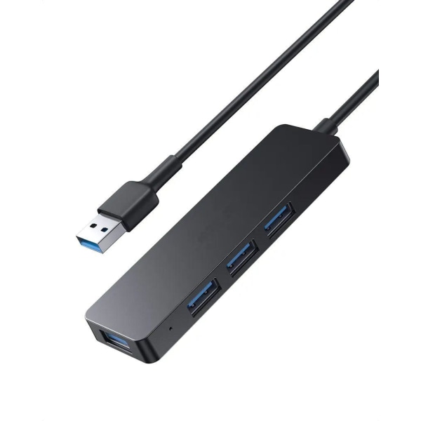 SiGN USB-A Hubb, 4xUSB-A 3.0 - Svart Svart