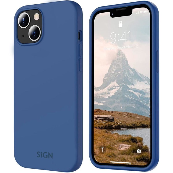 SiGN Liquid Silicone Case för iPhone 15 plus - Blå Blå