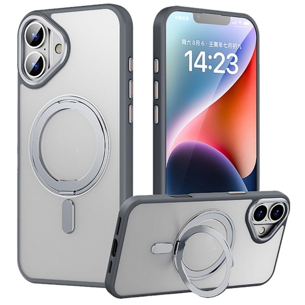 iPhone 16 Skal med Stativ - Grå grå