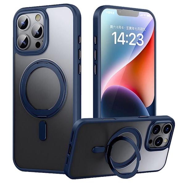 iPhone 16 Pro Skal med Stativ - Mörkblå Mörkblå