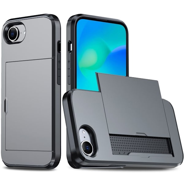 iPhone 16e Skal med Kortfack - Grå grå
