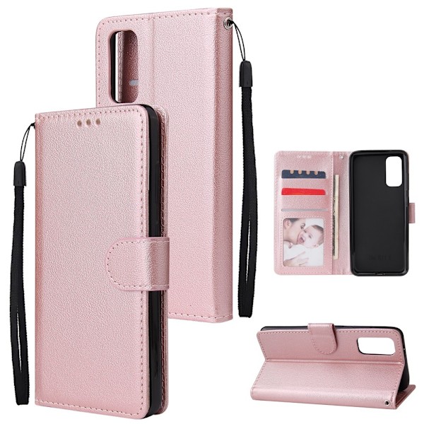 Plånboksfodral i Läder till Samsung Galaxy S20 - Rosa Rosa