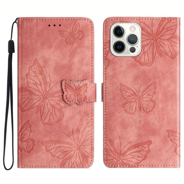 IPhone 13 Pro fodral med ett fjärilstryck - Rosa Rosa