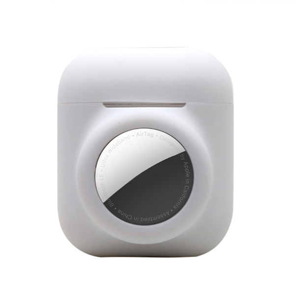 Silikonfodral för Apple AirPods Gen 1/2 med AirTag-ficka - Vit Vit