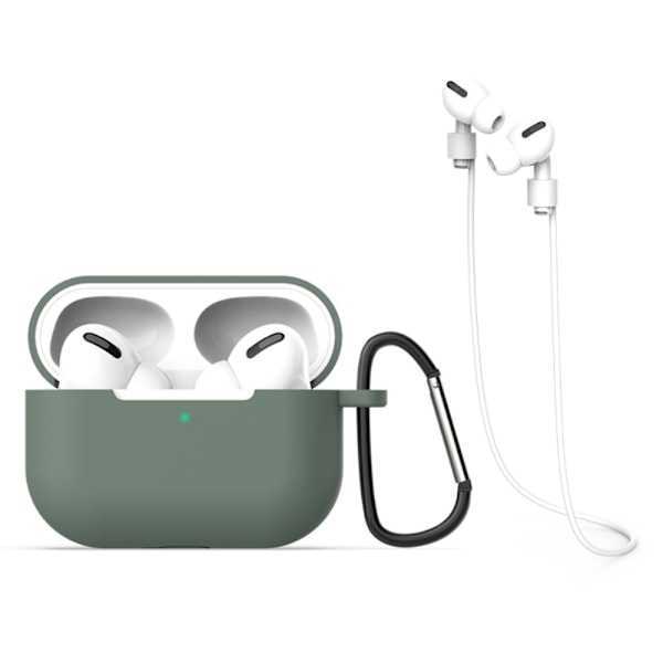 Silikonfodral till Laddningsetui med Krok & Snöre för Apple AirPods Pro - Grön Grön