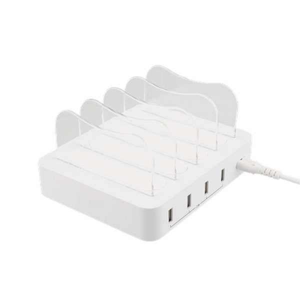 SiGN Laddningstation 4xUSB, 2.4A, 4.4A, 1.5m Kabel - Vit Vit