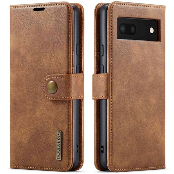 Skyddat DG.MING Google Pixel 6a premium plånboksfodral - Brun Brun