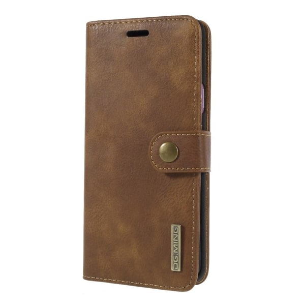 DG.MING Plånboksfodral 2-i-1 Split Leather för Samsung Galaxy S9 Brun