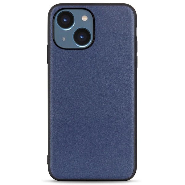 iPhone 14 Plus Textured Genuine Leather Skal - Blå Blå