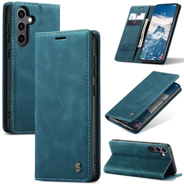 CASEME Samsung Galaxy S24 FE Plånboksfodral i matt konstläder - Blå Blå