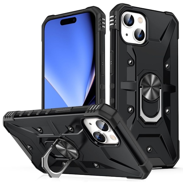 IPhone 15 Plus skal med ett fäste - Svart Svart
