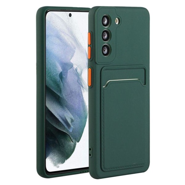 Samsung Galaxy S21 FE TPU-skal med en korthållare - Mörkgrön Grön
