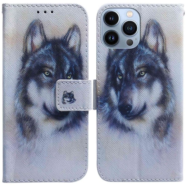 Pattern Printing Shockproof iPhone 14 Pro Fodral - Wolf Wolf