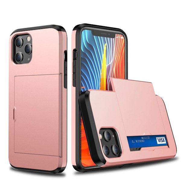 iPhone 12 Pro Max Skal med glidkortshållare - Roséguld Rosa