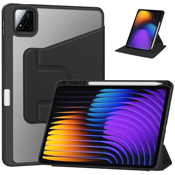 Xiaomi Pad 7 / 7 Pro Fodral med 360° Roterande Stativ - Svart Svart