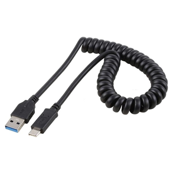 Spiralkabel USB-C - USB 3.0 1,5m - Svart Svart
