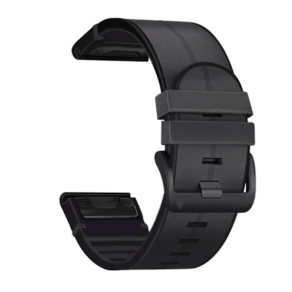 Garmin Fenix 6X/5X Plus/3/3 HR Klockarmband i läder- Svart Svart