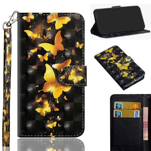 Light Spot Decor Plånboksfodral för iPhone 11/XR - Gold Butterflies Gold Butterflies
