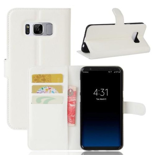 Plånboksfodral i lycheeläder för Samsung Galaxy S8 Plus - vit Vit