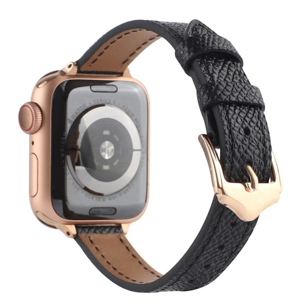Apple Watch 7/8/9 41mm etc Klockarmband i PU läder - Svart Svart