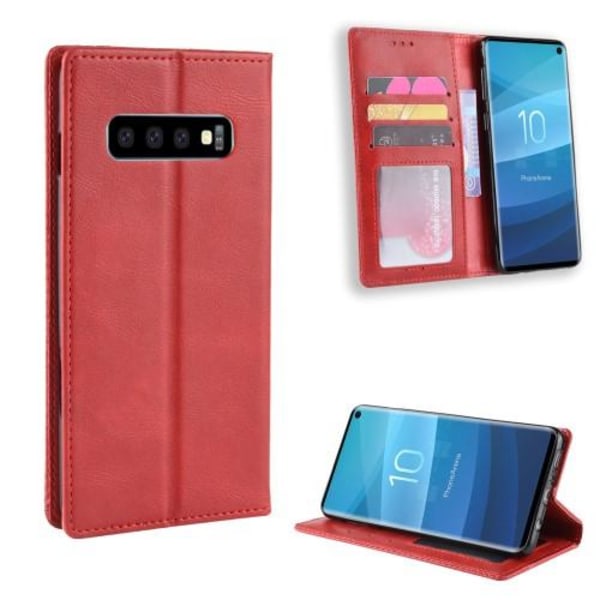 Vintage Plånboksfodral till Samsung Galaxy S10 - Röd Röd