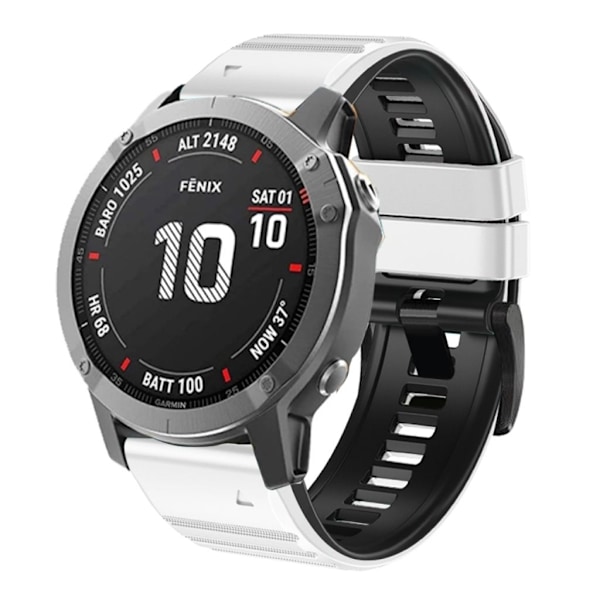 Garmin Fenix 7X / 6X / 5X Tvåfärgat klockarmband i silikon - Vit Vit
