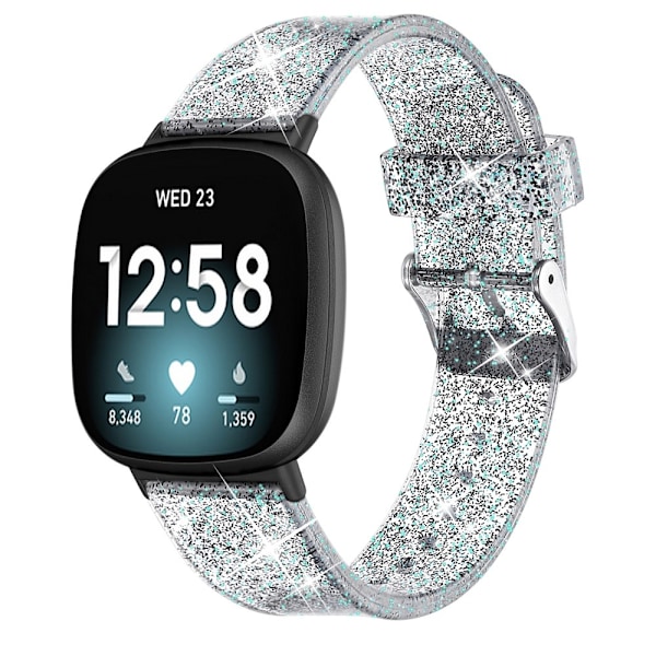 Glittrigt Fitbit Versa 3/Sense klockarmband - Svart Svart