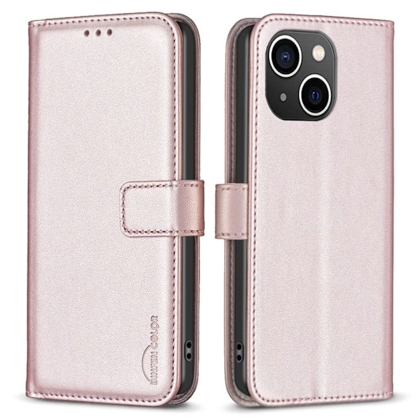 BINFEN COLOR iPhone 14 Plus Plånboksfodral Stativ – Roséguld Rosa