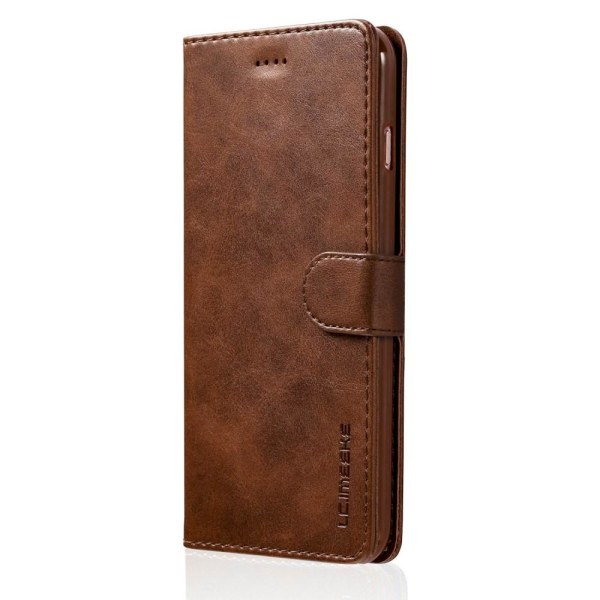 LC.IMEEKE Split Leather Plånboksfodral för iPhone 6/6S - Mörkbru Brun